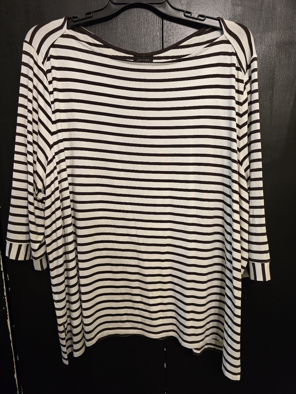 J. Jill Wearever Collection Brown & White Striped Scoopneck Top Size 4x